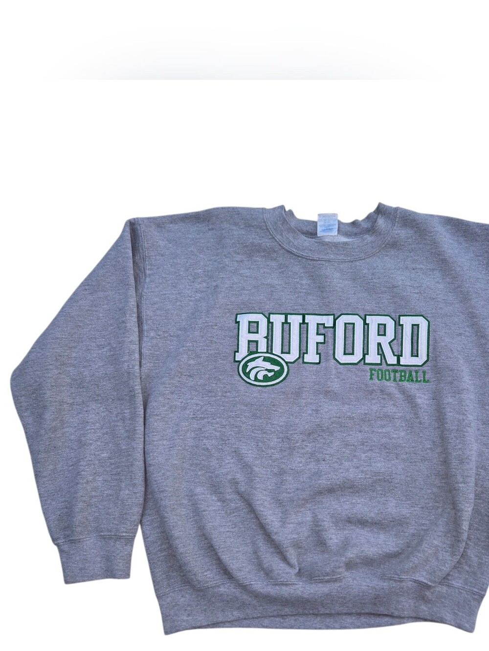 Gildan men grey green crewneck sweatshirt ruford football Athletic Size L